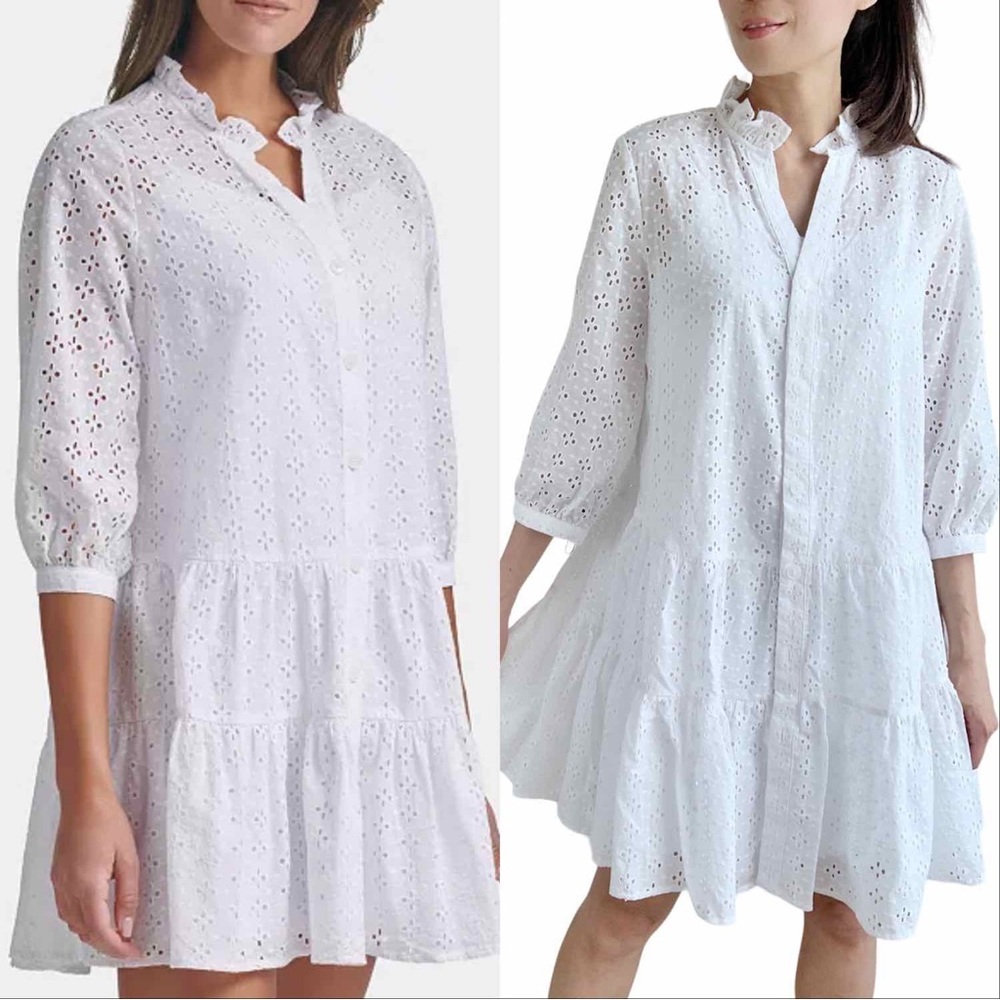 WHITE EYELET BUTTON DOWN DRESS - Picture 6 of 6